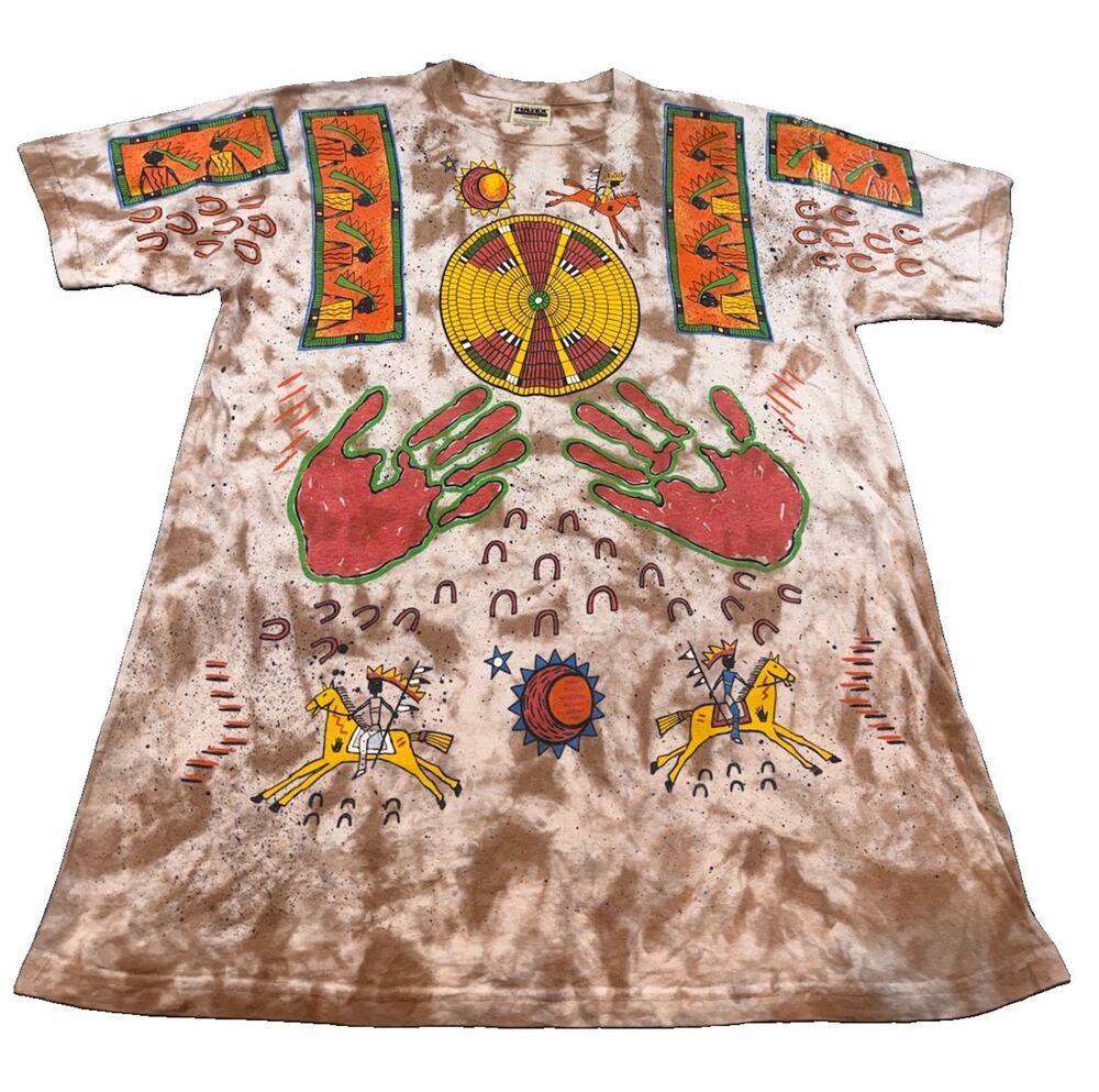 Tultex All Over Print Southwest Native Style Graphic T Shirt Tie Dye Large USA